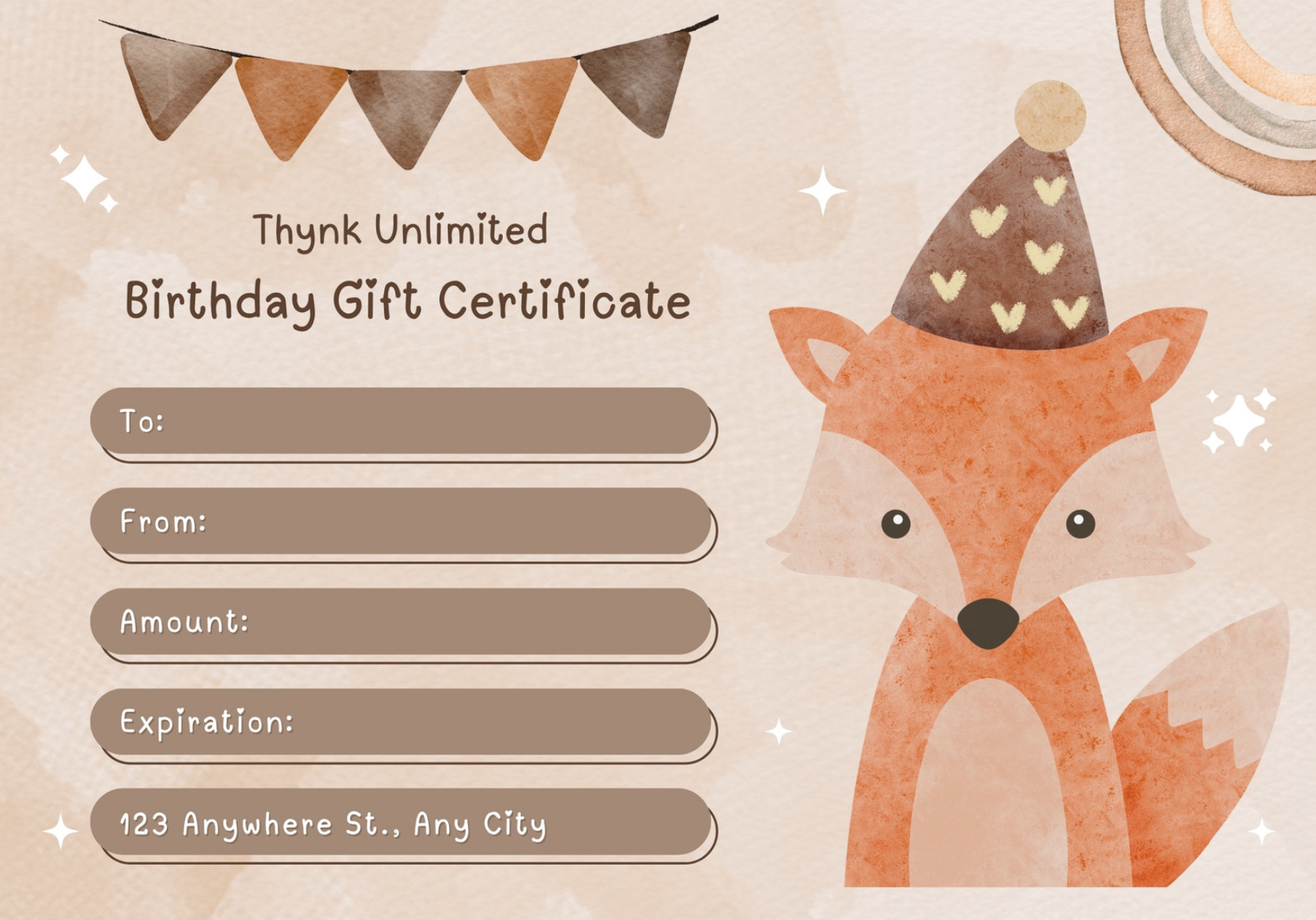 Birthday gift certificate